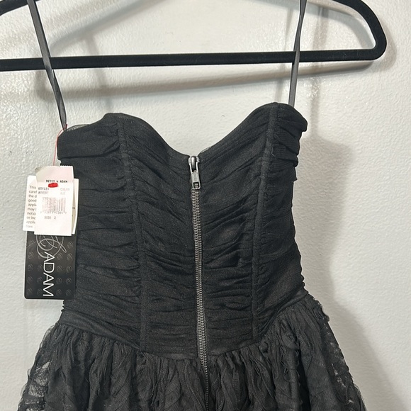 New Betsy & Adam Strapless Black Tulle Layered Evening Y2K Prom Party Dress 2 - Picture 6 of 15